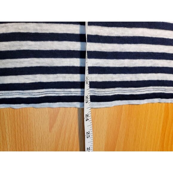 Chicos Womens sz 3 Linen Knit Shirt Polo Black White Stripe buttons collar - Picture 5 of 11